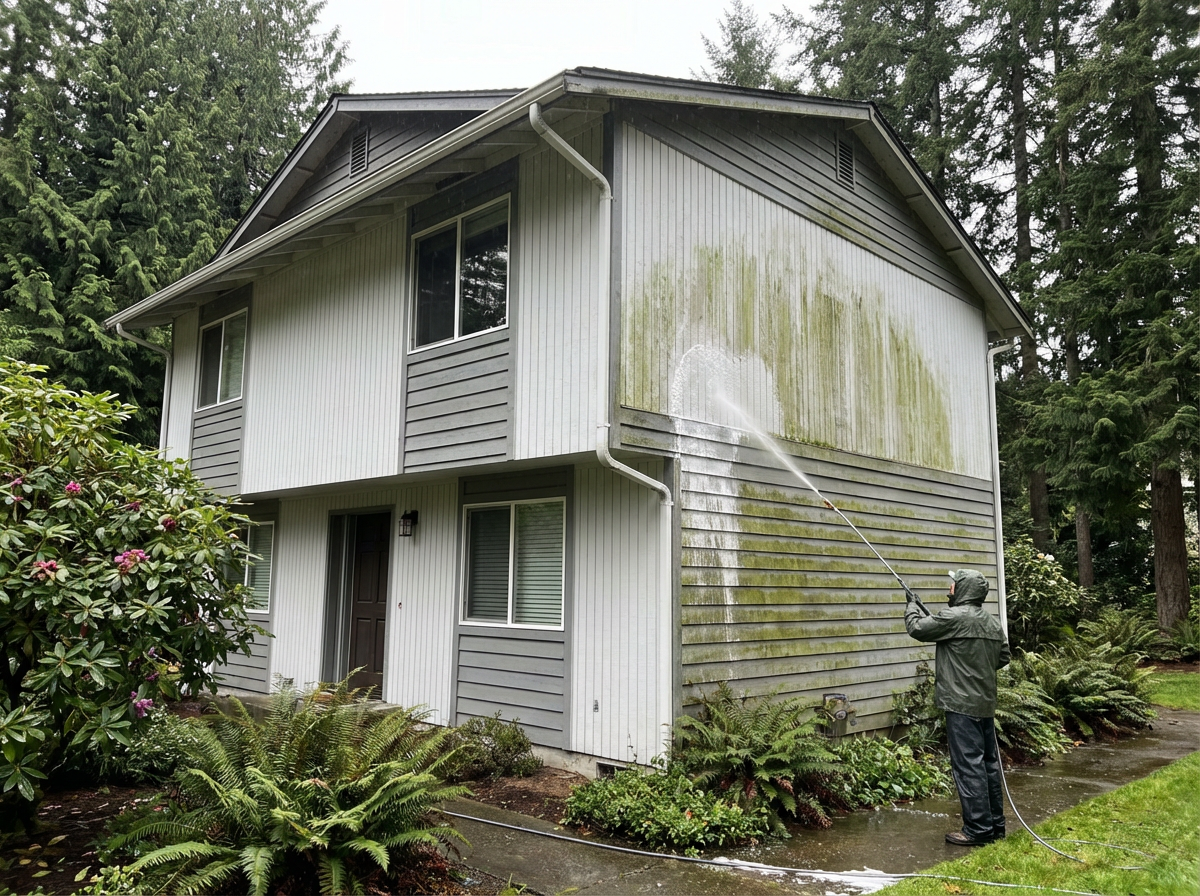 Residential exterior cleaning services — house washing, driveways and roof cleaning